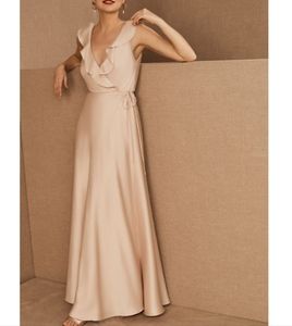 BHLDN Tansy/Katey Satin Charmeuse Maxi Dress - Oyster
